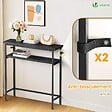 VOUNOT - Console table 2 niveaux style industriel en metal et MDF 80x24x80 cm Noir - vignette