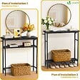 VOUNOT - Console table 2 niveaux style industriel en metal et MDF 80x24x80 cm Noir - vignette
