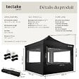 TECTAKE - Pavillon de jardin pliable en aluminium 3 x 3 m avec 4 parois latérales noir - vignette