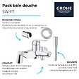 GROHE - Pack mitigeur mécanique Swift avec colonnettes + Douchette 1 jet Vitalio Get Stick + Flexible 1750 mm - vignette
