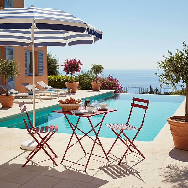 OVIALA - Table de jardin pliante bistrot en acier 60 cm pourpre - Rome - large
