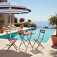 OVIALA - Table de jardin pliante bistrot en acier 60 cm pourpre - Rome - vignette