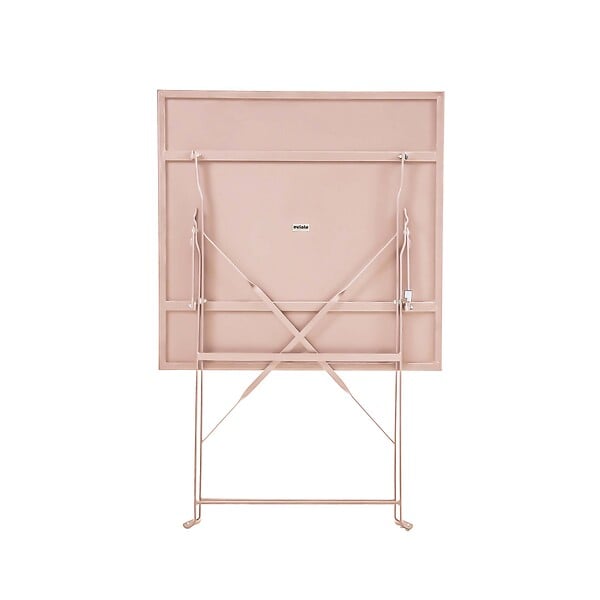 OVIALA - Table de jardin pliante bistrot en acier 60 cm rose poudré - Rome - large