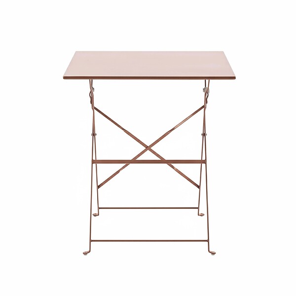 OVIALA - Table de jardin pliante bistrot en acier 60 cm rose poudré - Rome - large