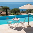OVIALA - Table de jardin pliante bistrot en acier 60 cm rose poudré - Rome - vignette
