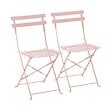 OVIALA - Lot de 2 chaises pliantes en acier rose poudré - Rome - vignette