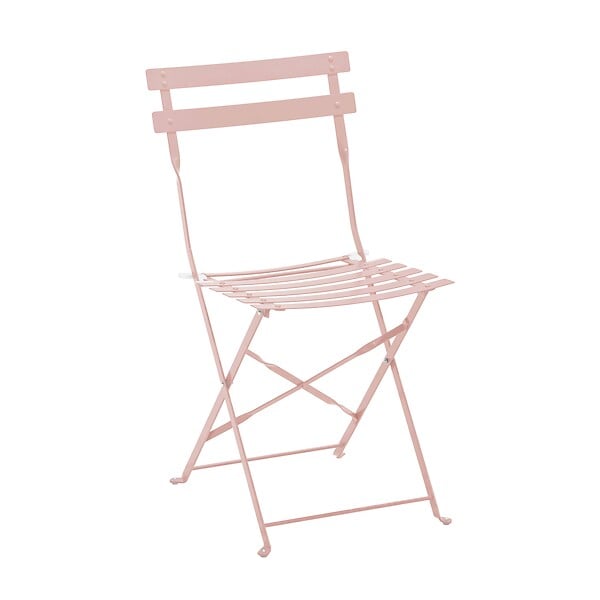 OVIALA - Lot de 2 chaises pliantes en acier rose poudré - Rome - large