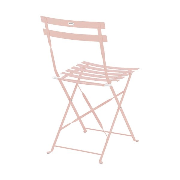 OVIALA - Lot de 2 chaises pliantes en acier rose poudré - Rome - large
