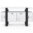 ID MARKET - Buffet 140 cm PHOENIX 4 portes effet marbre blanc ALASKA et noir - vignette