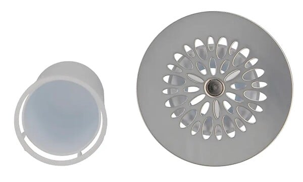 NICOLL - Ensemble siphon à grille pour vidage de receveur de douche - Grille siphon ( grille inox + panier plastique) - large