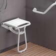 PELLET - Siège de douche PMR escamotable et barre de maintien coudée PMR PELLET Essentiel confort 135 degré - vignette