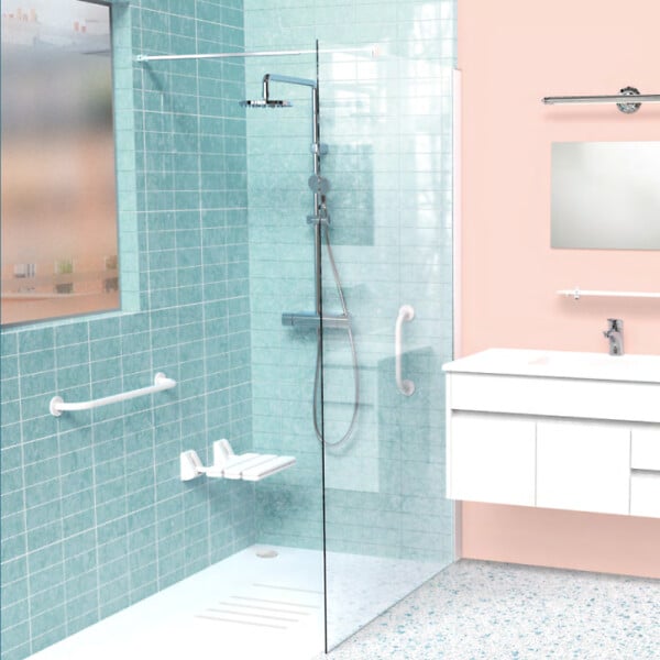 PELLET - Barre de maintien droite PMR Essentiel confort 80 cm aluminium époxy blanc - large