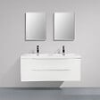 STANO - Meuble salle de bain design double vasque PIACENZA largeur 120 cm blanc laqué - vignette