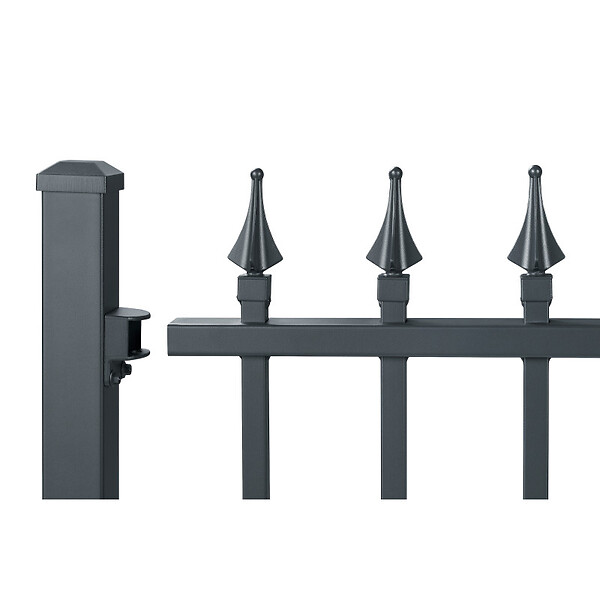EASY CLOTURE - Lot de 4 fixations pour clôture aluminium tradition style ferronnerie Gris - large
