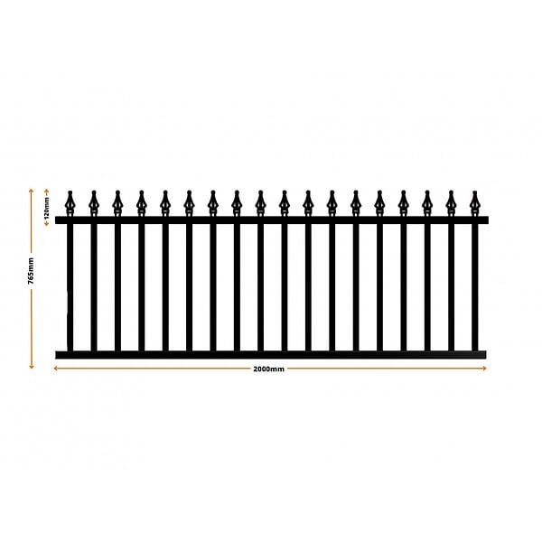 EASY CLOTURE - Clôture aluminium tradition travée style ferronnerie 2 m x H 76.5 cm Noir - large