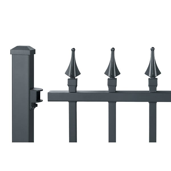 EASY CLOTURE - Lot de 4 fixations pour clôture aluminium tradition style ferronnerie Noir - large