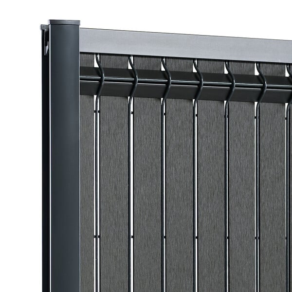EASY CLOTURE - Kit complet grillage rigide occultant lattes composite avec soubassement longueur 20m - Hauteur 1m80 - Gris anthracite - large