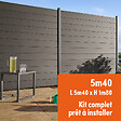 EASY CLOTURE - Kit clôture composite et aluminium à sceller H 1m80 L 5m40 gris anthracite avec renforts acier - Palissade - Brise vue - vignette