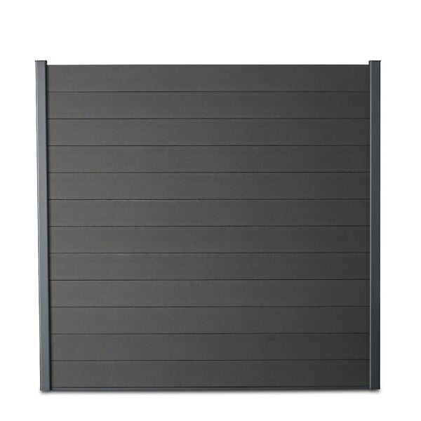 EASY CLOTURE - Kit clôture composite et aluminium à sceller H 1m80 L 5m40 gris anthracite avec renforts acier - Palissade - Brise vue - large