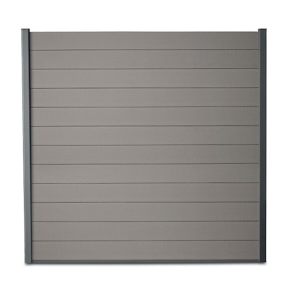 EASY CLOTURE - Kit clôture composite et aluminium à sceller H 1m80 L 10m80 gris quartz avec renforts acier - Palissade - Brise vue - large
