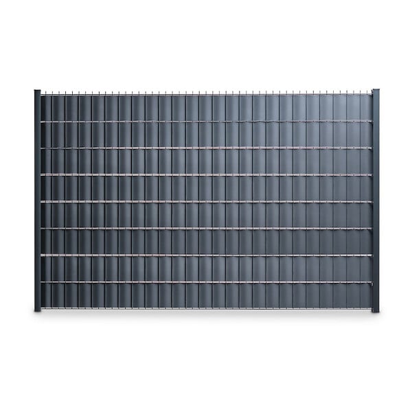 EASY CLOTURE - Kit Lamelles PVC Bande Brise vue pour panneau double fils - L 2m50 - H 1m43 - Gris anthracite - large