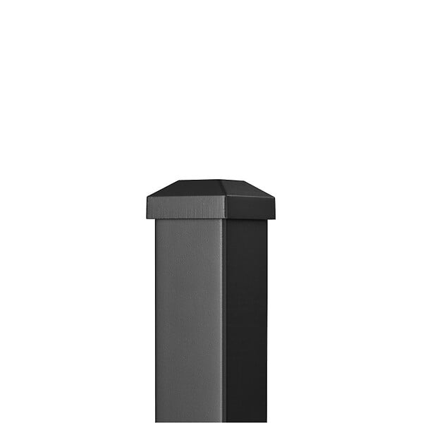 EASY CLOTURE - Poteau aluminium tradition style ferronnerie sur platine avec chapeau H 86.5 cm Noir - large
