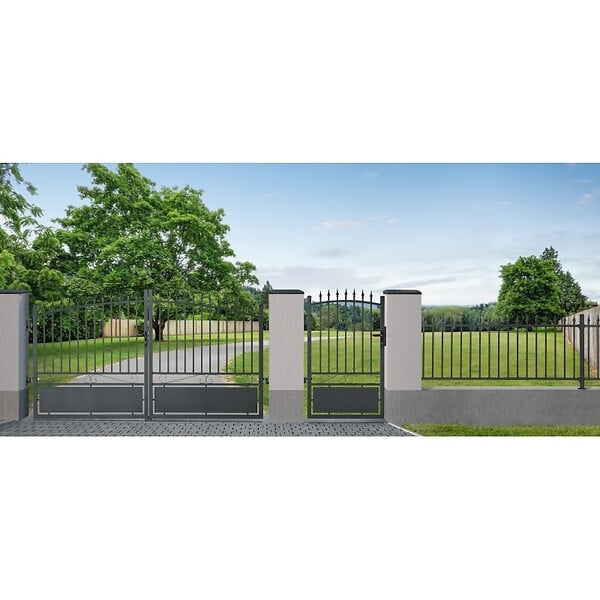 EASY CLOTURE - Poteau aluminium tradition style ferronnerie à sceller universel pour portail et portillon chapeau inclus H2.36 m Gris - large