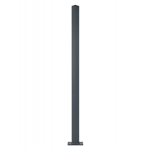 EASY CLOTURE - Poteau aluminium tradition style ferronnerie sur platine universel pour portail et portillon chapeau inclus H1.86 m Gris - large