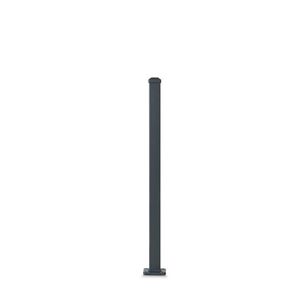 EASY CLOTURE - Poteau aluminium tradition style ferronnerie sur platine avec chapeau H 86.5 cm Gris - large
