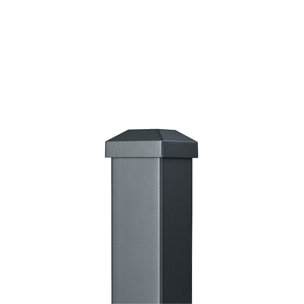 EASY CLOTURE - Poteau aluminium tradition style ferronnerie sur platine avec chapeau H 86.5 cm Gris - large