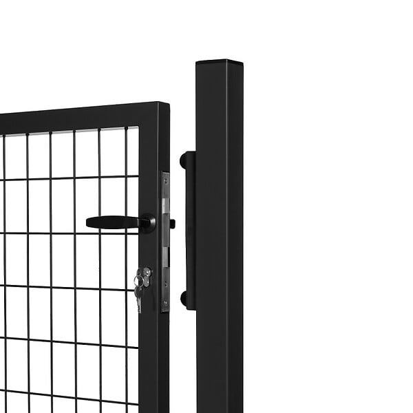 EASY CLOTURE - Portillon grillagé en acier galvanisé maille 100 x 50 L 1m x H 1m50 Noir - large
