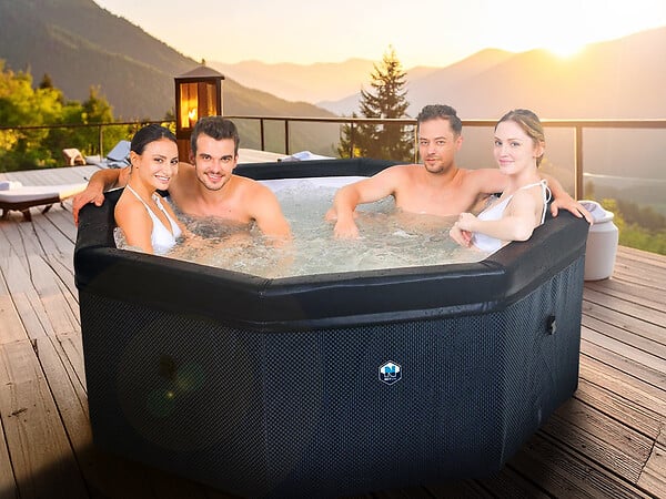NETSPA - Spa portable Netspa semi-rigide Octopus octogonal Bulles 4-6 places + 3 cartouches de filtration - large