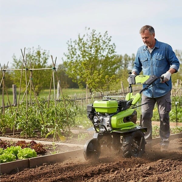 VITO - Motoculteur à essence 7CV 212 Cm3 5200W + Jeu de FRAISES + Butteur Idéal Jardin & Maraîchage VITO - large