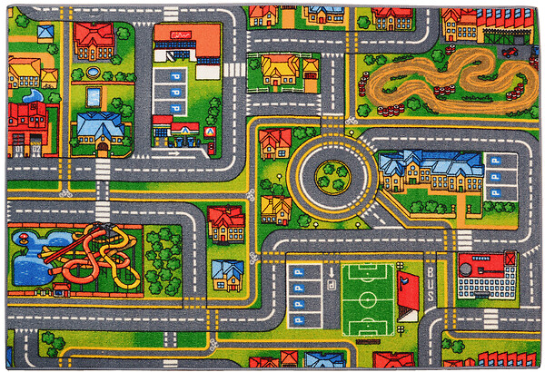 REBEL ROADS - Tapis route enfant city life 95x133cm multicolore - large