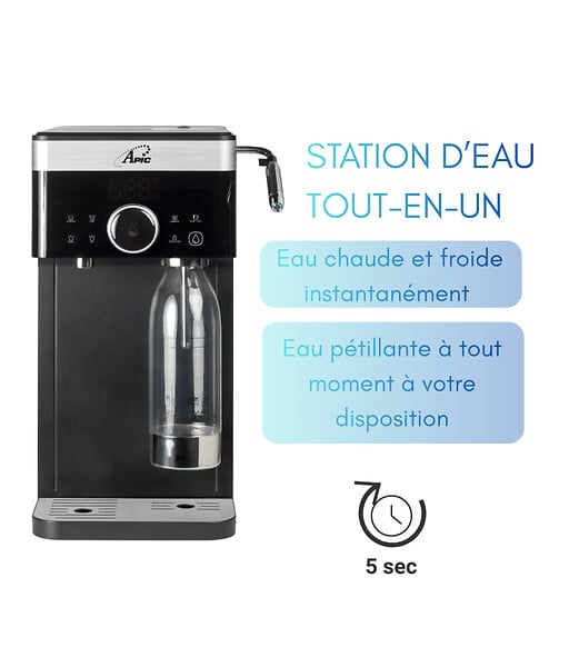 APIC - Fontaine filtrante domestique universelle WD4 : Eau filtrée chaude, froide, plate ou pétillante - large