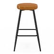 ID MARKET - Lot de 2 tabourets de bar ISAURE marron avec coutures et pieds en métal noir - vignette
