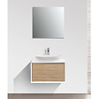 STANO - Meuble salle de bain pour vasque à poser PALIO largeur 60 cm blanc mat  chêne clair texturé - vignette