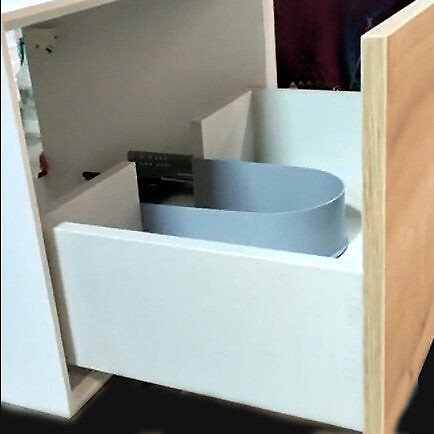 STANO - Meuble salle de bain pour vasque à poser PALIO largeur 60 cm blanc mat  chêne clair texturé - large