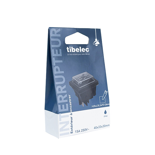 TIBELEC - Interrupteur extérieur à bascule unipolaire à encastrer - large