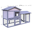 PAWHUT - Clapier cage à lapins rongeurs 2 niveaux 3 portes verrouillables tiroir à déjection toit intégral bitumé 147L x 54l x 84H cm bois massif pin gris blanc - vignette