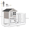 PAWHUT - Clapier cage à lapins cottage - niche supérieure avec rampe et enclos extérieur - plateau excrément, toit bitumé, 4 portes verrouillables - bois sapin blanc gris - vignette