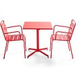 OVIALA - Ensemble table de jardin bistrot et 2 fauteuils métal rouge - Palavas - vignette