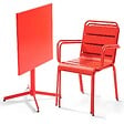 OVIALA - Ensemble table de jardin bistrot et 2 fauteuils métal rouge - Palavas - vignette