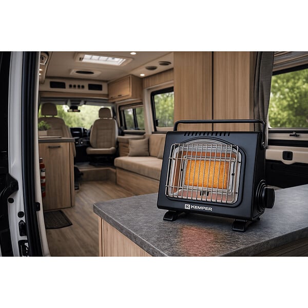 KEMPER - Chauffage à gaz portable Piezo 1700W à cartouche Systèmes Sécurité intégrés Autonomie 2h30 KEMPER - large