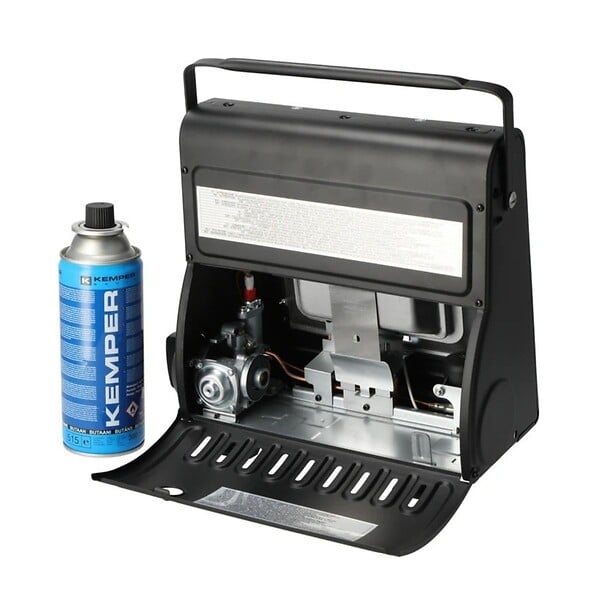 KEMPER - Chauffage à gaz portable Piezo 1700W Systèmes Sécurité intégrés + 8 Cartouches de gaz Butane Autonomie 2h30 KEMPER - large