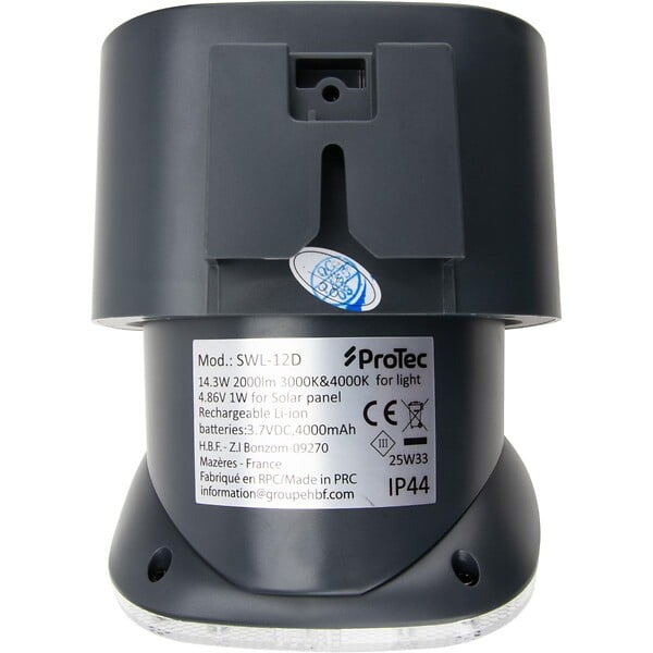 PROTEC - Applique murale solaire LED + détecteur mouvement IP54 Gris - Protec - large