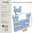 TECTAKE - Étagère murale décorative château pour rangement 16 tonies bleu 56 x 15,5 x 43 cm socle pour toniebox - vignette