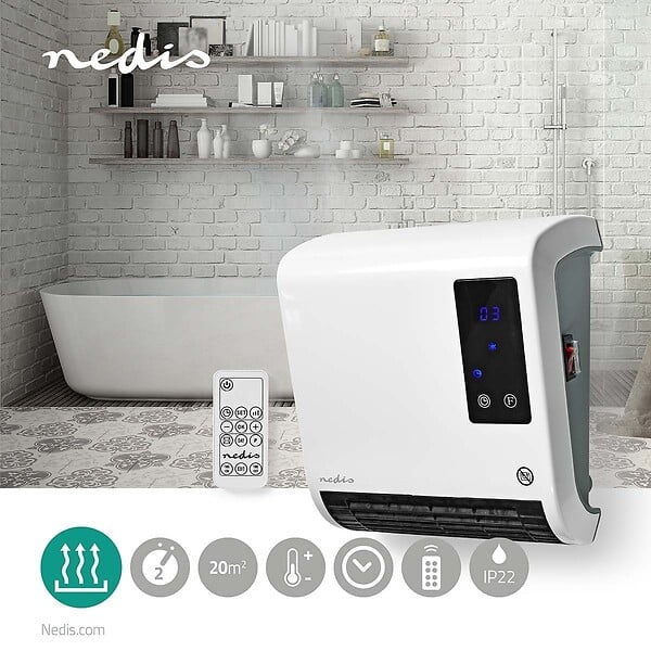 NEDIS - Chauffage soufflant éléctrique 2000W avec Télécommande Programmable Salle de bain Chauffe jusqu'à 20 m² NEDIS - large