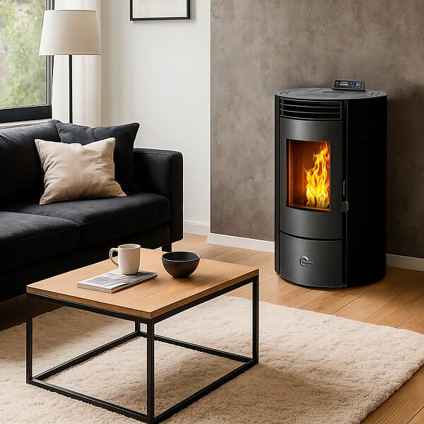 SANNOVER - Poêle à granulés étanche Azora 11,6 kW Noir Sannover + Kit d'installation - large