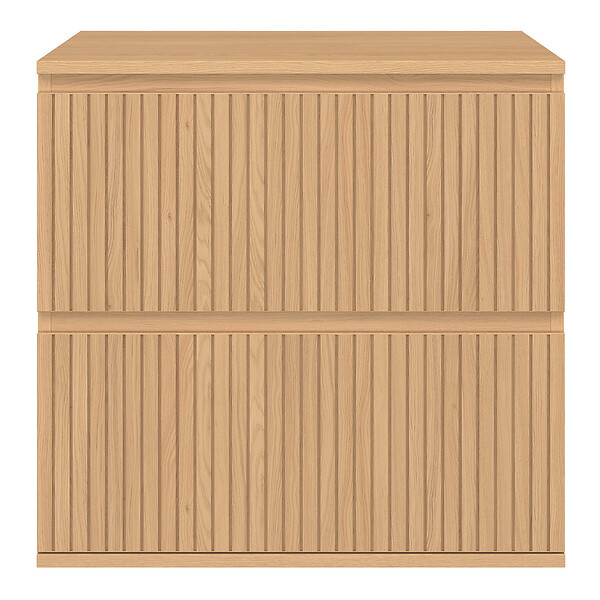 ID MARKET - Meuble sous vasque suspendu salle de bain VICTOR 2 tiroirs effet lattes - large